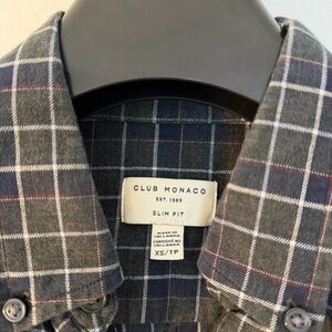 Club Monaco Men's Checkered Shirt - Blue, Gray, and Red